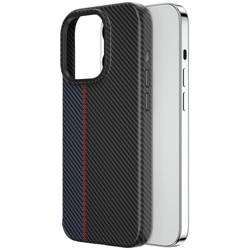 Apple iPhone 15 Pro Kılıf Wiwu LCC-107 Karbon Fiber Magsafe Şarj Özellikli Kamera Korumalı Kabon Kapak - Siyah