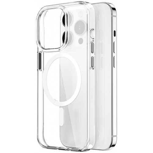 Apple iPhone 15 Pro Kılıf Wiwu ZYS-013 Magsafe Şarj Özellikli Renkli Kamera Çerçeveli Şeffaf Jelly Kapak - Beyaz