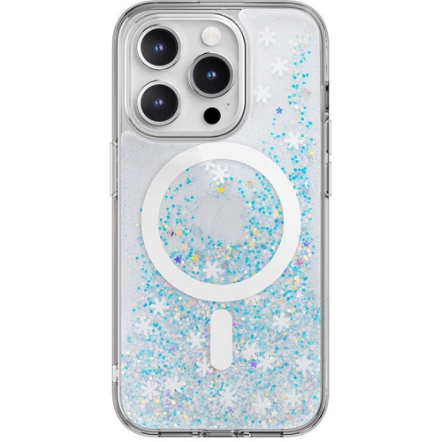 Apple iPhone 15 Pro Magsafe Şarj Özellikli Parlayan Simli Şeffaf Switcheasy Starfield-M Kapak - Mavi