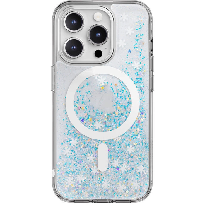 Apple iPhone 15 Pro Magsafe Şarj Özellikli Parlayan Simli Şeffaf Switcheasy Starfield-M Kapak - Mavi