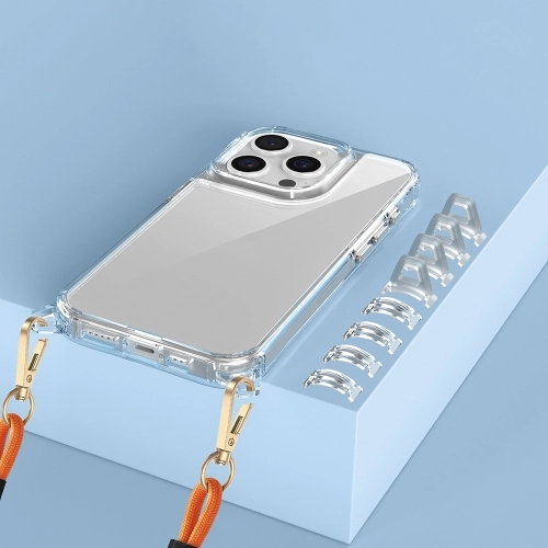 Apple iPhone 15 Pro Max (6.7) Kılıf Airbagli Takılabilir Askı Aparatlı Esnek Snap Silikon Kapak - Şeffaf