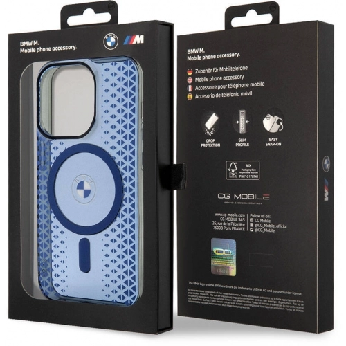 Apple iPhone 15 Pro Max (6.7) Kılıf BMW Magsafe Şarj Özellikli Transparan IML Signature Orjinal Lisanslı Kapak - Mavi