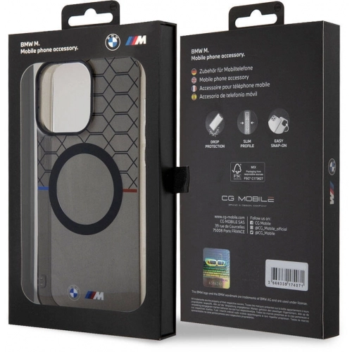 Apple iPhone 15 Pro Max (6.7) Kılıf BMW Magsafe Şarj Özellikli Transparan M Dizayn Orjinal Lisanslı Kapak - Gri