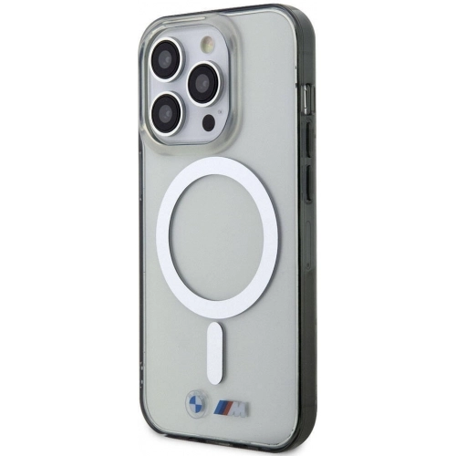 Apple iPhone 15 Pro Max (6.7) Kılıf BMW Magsafe Şarj Özellikli Transparan Silver Ring Orjinal Lisanslı Kapak - Şeffaf