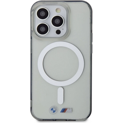 Apple iPhone 15 Pro Max (6.7) Kılıf BMW Magsafe Şarj Özellikli Transparan Silver Ring Orjinal Lisanslı Kapak - Şeffaf