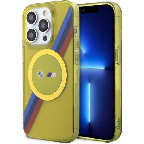 Apple iPhone 15 Pro Max (6.7) Kılıf BMW Magsafe Şarj Özellikli Transparan Tricolor Stripes Orjinal Lisanslı Kapak - Gri