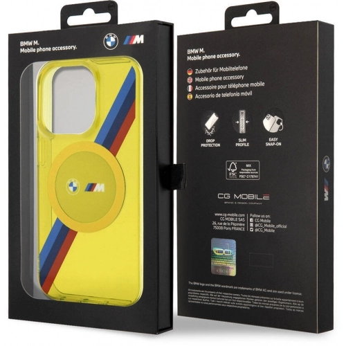 Apple iPhone 15 Pro Max (6.7) Kılıf BMW Magsafe Şarj Özellikli Transparan Tricolor Stripes Orjinal Lisanslı Kapak - Gri