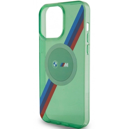 Apple iPhone 15 Pro Max (6.7) Kılıf BMW Magsafe Şarj Özellikli Transparan Tricolor Stripes Orjinal Lisanslı Kapak - Gri