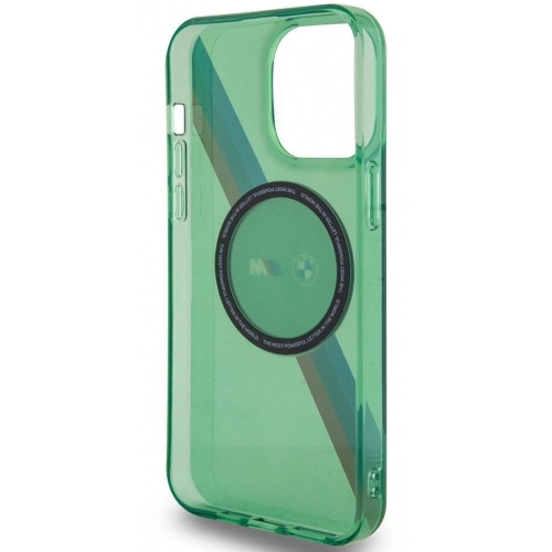 Apple iPhone 15 Pro Max (6.7) Kılıf BMW Magsafe Şarj Özellikli Transparan Tricolor Stripes Orjinal Lisanslı Kapak - Gri