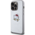Apple iPhone 15 Pro Max (6.7) Kılıf Hello Kitty Orjinal Lisanslı Magsafe Şarj Özellikli Baskı Logolu Uyuyan Kitty Deri Kapak - Gümüş