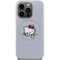 Apple iPhone 15 Pro Max (6.7) Kılıf Hello Kitty Orjinal Lisanslı Magsafe Şarj Özellikli Baskı Logolu Uyuyan Kitty Deri Kapak - Gümüş