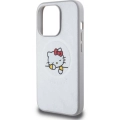 Apple iPhone 15 Pro Max (6.7) Kılıf Hello Kitty Orjinal Lisanslı Magsafe Şarj Özellikli Baskı Logolu Uyuyan Kitty Deri Kapak - Gümüş