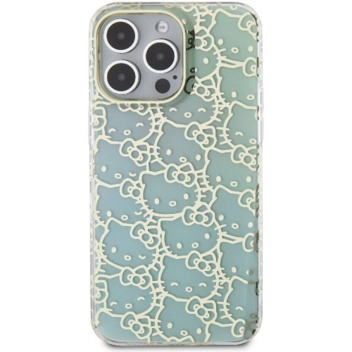Apple iPhone 15 Pro Max (6.7) Kılıf Hello Kitty Orjinal Lisanslı Renk Geçişli Elektroplating Kaplama Kitty Head Desenli Kapak - Mavi
