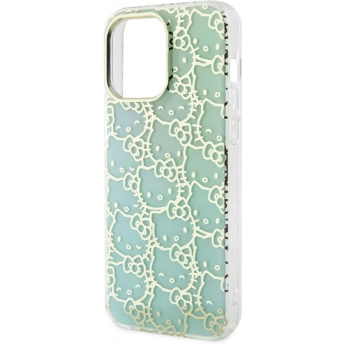 Apple iPhone 15 Pro Max (6.7) Kılıf Hello Kitty Orjinal Lisanslı Renk Geçişli Elektroplating Kaplama Kitty Head Desenli Kapak - Mavi