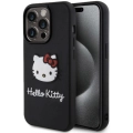 Apple iPhone 15 Pro Max (6.7) Kılıf Hello Kitty Orjinal Lisanslı Yazı ve İkonik Logolu 3D Rubber Kitty Head Kapak - Kırmızı