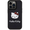 Apple iPhone 15 Pro Max (6.7) Kılıf Hello Kitty Orjinal Lisanslı Yazı ve İkonik Logolu 3D Rubber Kitty Head Kapak - Kırmızı