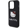 Apple iPhone 15 Pro Max (6.7) Kılıf Hello Kitty Orjinal Lisanslı Yazı ve İkonik Logolu 3D Rubber Kitty Head Kapak - Kırmızı