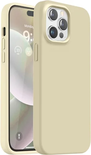 Apple iPhone 15 Pro Max (6.7) Kılıf İnce Mat Esnek Silikon - Gold