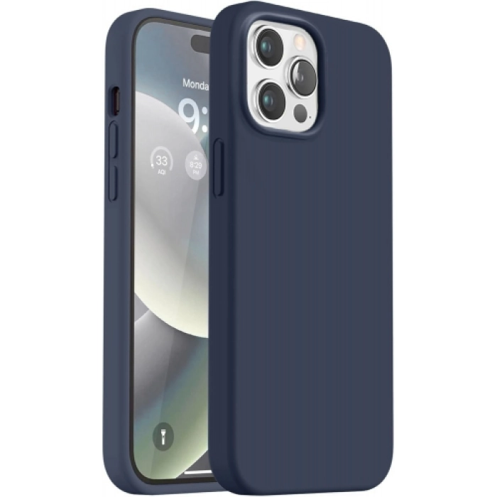 Apple iPhone 15 Pro Max (6.7) Kılıf İnce Soft Mat Renkli Esnek Silikon Kapak - Lacivert