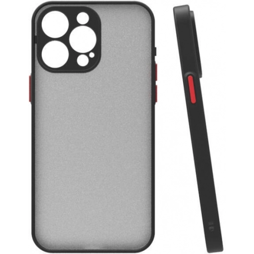 Apple iPhone 15 Pro Max (6.7) Kılıf Kamera Korumalı Arkası Şeffaf Mat Silikon Kapak - Siyah