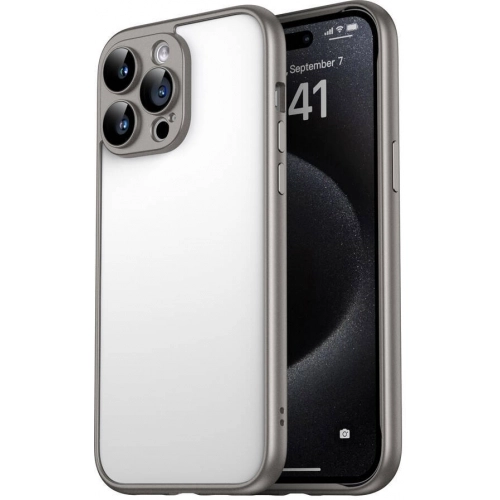 Apple iPhone 15 Pro Max (6.7) Kılıf Kamera Korumalı Bontez Bumper - Titanyum