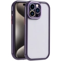 Apple iPhone 15 Pro Max (6.7) Kılıf Kamera Korumalı Renkli Kenar ve Çerçeve Tasarımlı Vitamin Kapak - Koyu Mor
