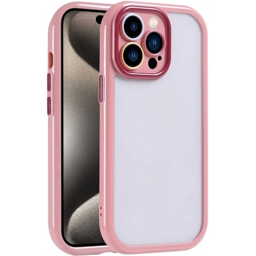 Apple iPhone 15 Pro Max (6.7) Kılıf Kamera Korumalı Renkli Kenar ve Çerçeve Tasarımlı Vitamin Kapak - Mürdüm