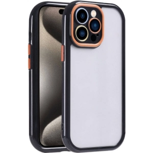 Apple iPhone 15 Pro Max (6.7) Kılıf Kamera Korumalı Renkli Kenar ve Çerçeve Tasarımlı Vitamin Kapak - Siyah