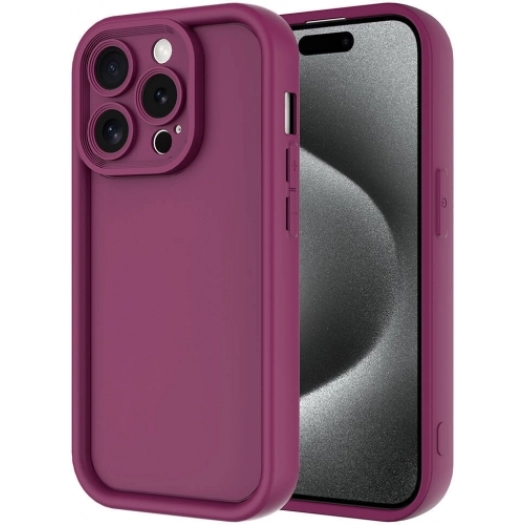 Apple iPhone 15 Pro Max (6.7) ile Uyumlu Kılıf Kamera Korumalı Silikon Ananas Kapak - Mürdüm