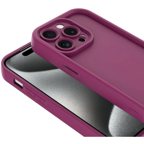 Apple iPhone 15 Pro Max (6.7) ile Uyumlu Kılıf Kamera Korumalı Silikon Ananas Kapak - Pembe Koyu