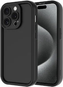 Apple iPhone 15 Pro Max (6.7) Kılıf Kamera Korumalı Silikon Ananas Kapak - Siyah
