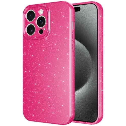 Apple iPhone 15 Pro Max (6.7) Kılıf Kamera Korumalı Simli Lüks Zore Koton Kapak - Pembe Koyu