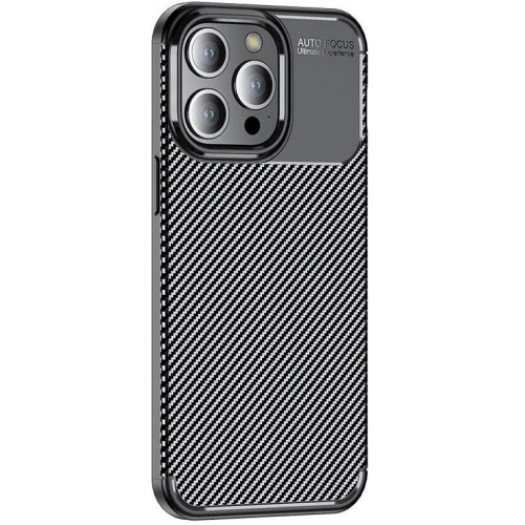 Apple iPhone 15 Pro Max (6.7) Kılıf Silikon Parmak İzi Bırakmayan Karbon Soft Negro Kapak - Siyah