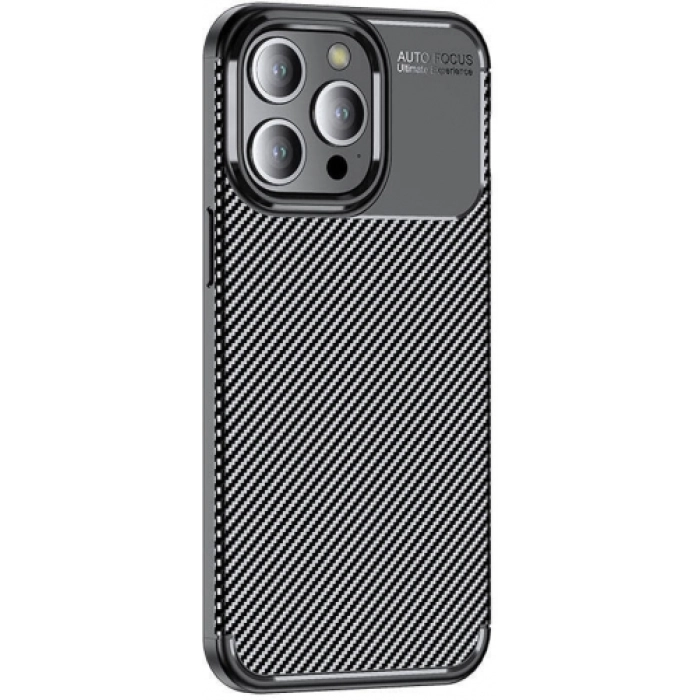 Apple iPhone 15 Pro Max (6.7) Kılıf Silikon Parmak İzi Bırakmayan Karbon Soft Negro Kapak - Siyah