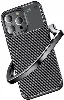 Apple iPhone 15 Pro Max (6.7) Kılıf Karbon Serisi Mat Fiber Silikon Negro Kapak - Siyah