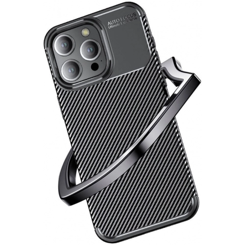 Apple iPhone 15 Pro Max (6.7) Kılıf Silikon Parmak İzi Bırakmayan Karbon Soft Negro Kapak - Siyah