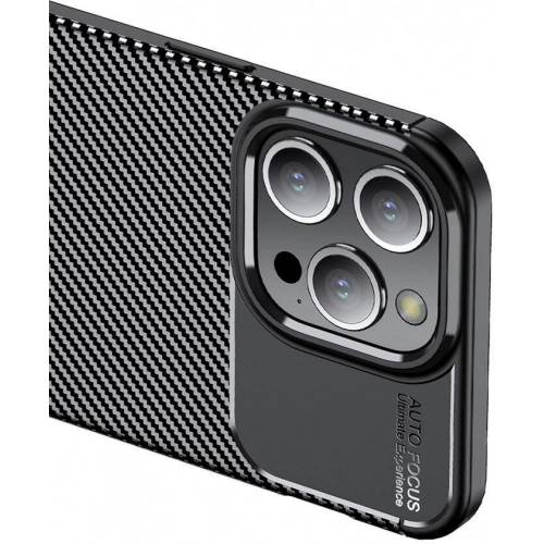 Apple iPhone 15 Pro Max (6.7) Kılıf Silikon Parmak İzi Bırakmayan Karbon Soft Negro Kapak - Siyah