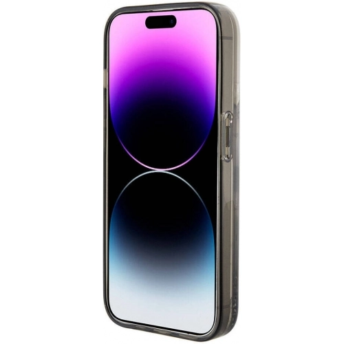 Apple iPhone 15 Pro Max (6.7) Kılıf Karl Lagerfeld İkonik Sıvılı Glitter Orjinal Lisanslı Kapak - Şeffaf