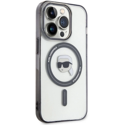 Apple iPhone 15 Pro Max (6.7) Kılıf Karl Lagerfeld Magsafe Şarj Özellikli IML Karl Orjinal Lisanslı Kapak - Şeffaf