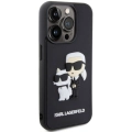 Apple iPhone 15 Pro Max (6.7) Kılıf Karl Lagerfeld Silikon 3D K&C Logo Orjinal Lisanslı Kapak - Siyah