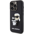 Apple iPhone 15 Pro Max (6.7) Kılıf Karl Lagerfeld Silikon 3D K&C Logo Orjinal Lisanslı Kapak - Siyah