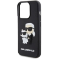Apple iPhone 15 Pro Max (6.7) Kılıf Karl Lagerfeld Silikon 3D K&C Logo Orjinal Lisanslı Kapak - Siyah