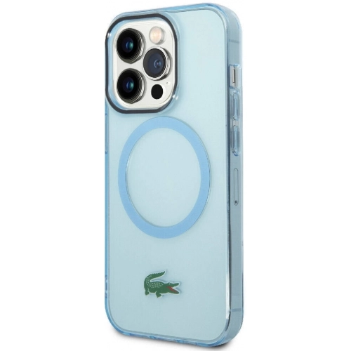 Apple iPhone 15 Pro Max (6.7) Kılıf Lacoste Orjinal Lisanslı Magsafe Şarj Özellikli Transparan Timsah Logo Baskılı Kapak - Siyah