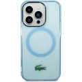 Apple iPhone 15 Pro Max (6.7) Kılıf Lacoste Orjinal Lisanslı Magsafe Şarj Özellikli Transparan Timsah Logo Baskılı Kapak - Siyah