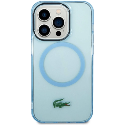 Apple iPhone 15 Pro Max (6.7) Kılıf Lacoste Orjinal Lisanslı Magsafe Şarj Özellikli Transparan Timsah Logo Baskılı Kapak - Siyah