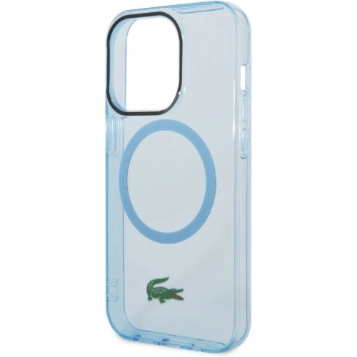 Apple iPhone 15 Pro Max (6.7) Kılıf Lacoste Orjinal Lisanslı Magsafe Şarj Özellikli Transparan Timsah Logo Baskılı Kapak - Siyah