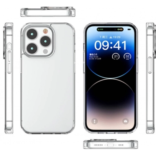 Apple iPhone 15 Pro Max (6.7) Kılıf Lux Korumalı Kenarları Silikon Arkası Sert Coss Kapak - Şeffaf