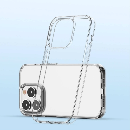 Apple iPhone 15 Pro Max (6.7) Kılıf Lux Korumalı Kenarları Silikon Arkası Sert Coss Kapak - Şeffaf