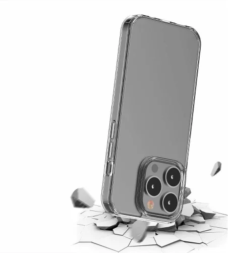 Apple iPhone 15 Pro Max (6.7) Kılıf Lux Korumalı Kenarları Silikon Arkası Sert Coss Kapak - Şeffaf