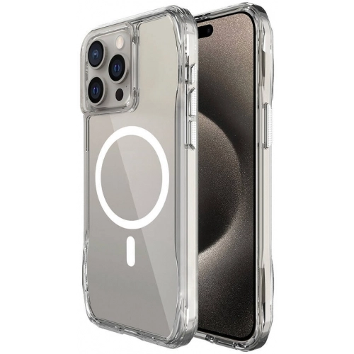 Apple iPhone 15 Pro Max (6.7) Kılıf Magsafe Şarj Özellikli Airbagli Şeffaf İncek Kapak - Şeffaf